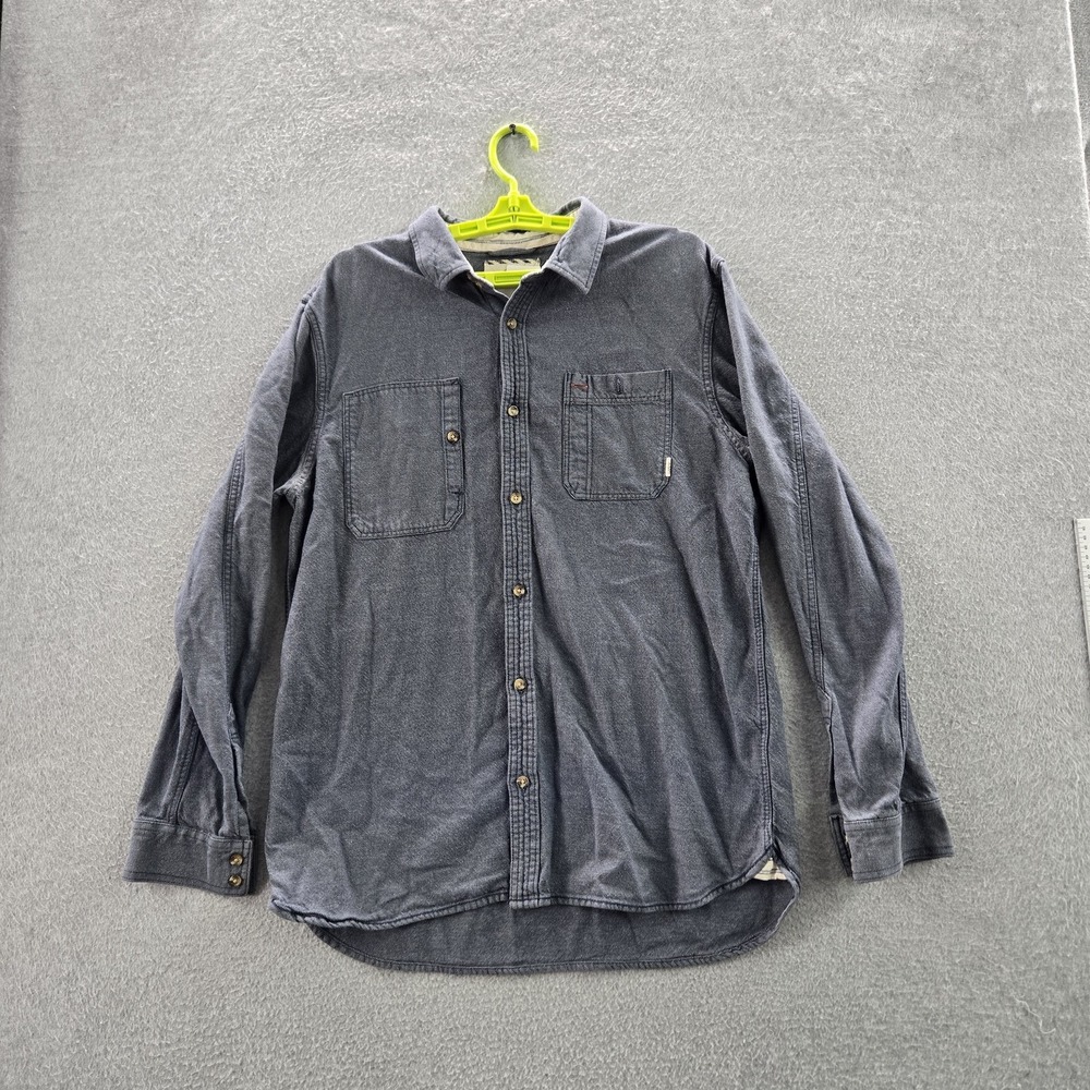 Vans Men Button Up Shirt L Gray Chambray Long Sleeve Work Skate Y2K